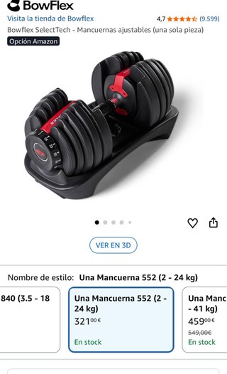 Mancuernas InteligenteS ajustables Bowflex 2-24 kl