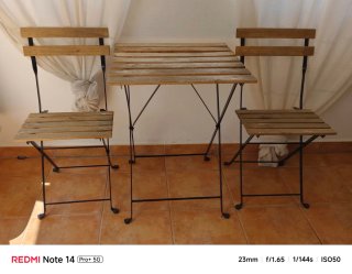 Mesa y 2 Sillas Plegables Jardín