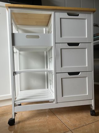 Carro de cocina blanco con ruedas