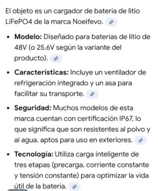 Cargador Batería NOEF EVO Lifepo4