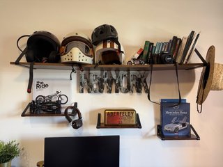 Escritorio Metal y Madera+ cajonera+estantes