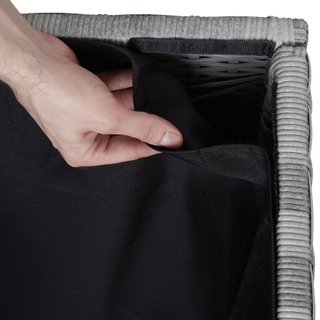 Baúl de jardín de ratán sintético 145x82,5x79,5 cm gris claro