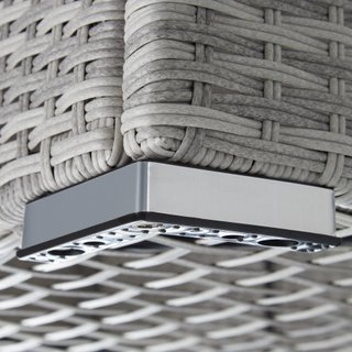 Baúl de jardín de ratán sintético 145x82,5x79,5 cm gris claro