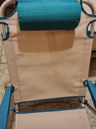 Silla de Playa Plegable Beige y Azul