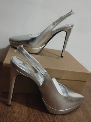 Décolleté Slingback Argento Tg. 39 -nuove