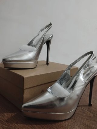 Décolleté Slingback Argento Tg. 39 -nuove