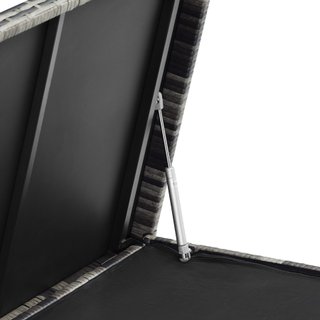 Baúl de jardín con trenzado de ratán sintético 120x55x61,5 cm gris