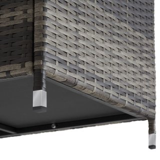 Baúl de jardín con trenzado de ratán sintético 120x55x61,5 cm gris