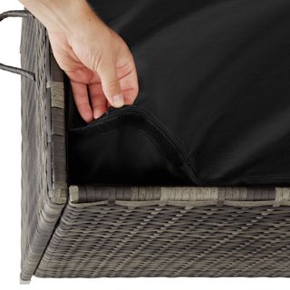 Baúl de jardín con trenzado de ratán sintético 120x55x61,5 cm gris
