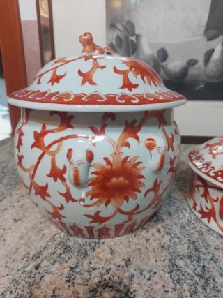 Coppia vasi vintage cinesi decorati