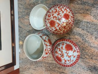 Coppia vasi vintage cinesi decorati