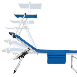 Tumbona plegable 220 x 60,5 x 34 cm con bolsillo lateral azul