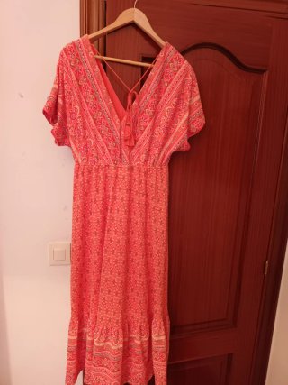 Vestido naranja estampado forrado