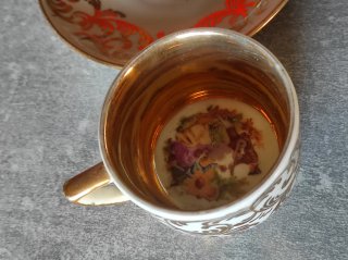 2 Tazas Porcelana Fina Doradas Época