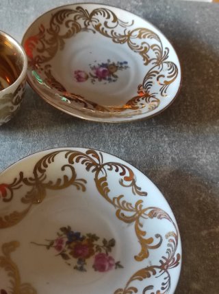 2 Tazas Porcelana Fina Doradas Época