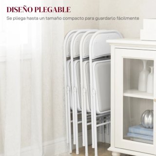 Pack 4 Sillas Plegables Blancas estructura acero