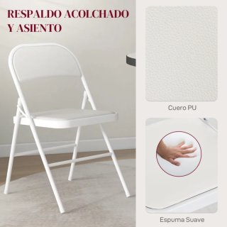 Pack 4 Sillas Plegables Blancas estructura acero