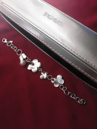 Pulsera Tous Plata Flores y Perla