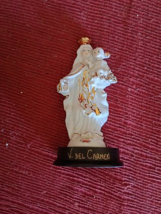 Figura Virgen del Carmen con Niño vintage de 16cm