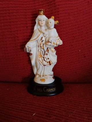 Figura Virgen del Carmen con Niño vintage de 16cm