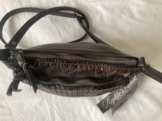 Borsa Reptile's House in pelle intrecciata marrone