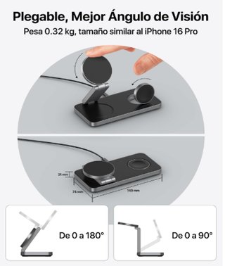 Cargador Inalámbrico 3 en 1 Plegable