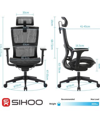 SIHOO Silla de Oficina Negra
