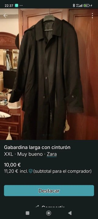 Gabardina larga Zara XXL