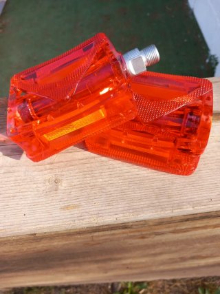 Pedales BMX Nylon Rojo Transparente