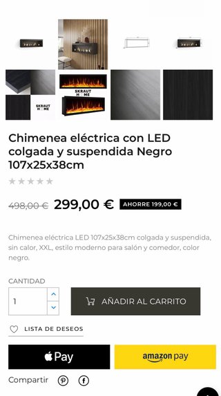 Chimenea Eléctrica SKRAUT HOME LED Negra