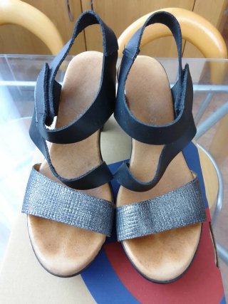 Sandalias negras tacón plataforma talla 36