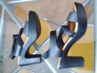 Sandalias negras tacón plataforma talla 36