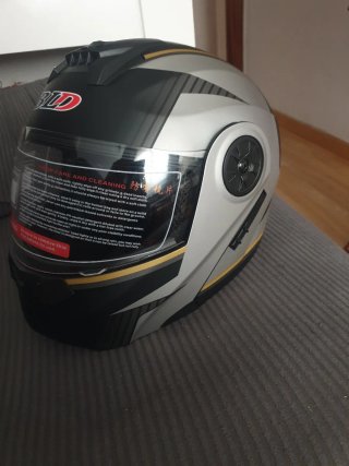 Casco Modular Moto Blanco y Gris