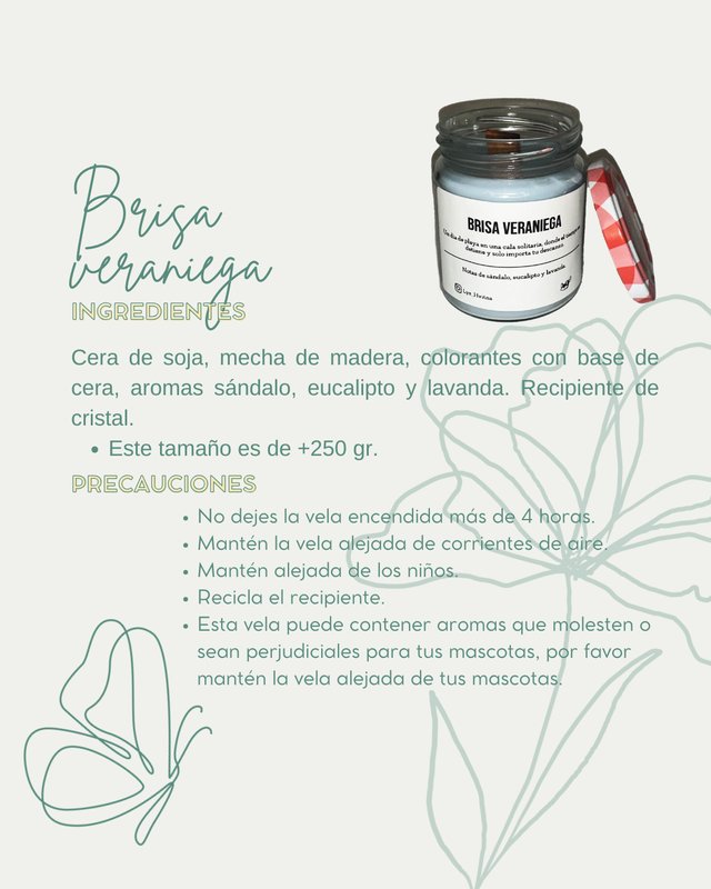 BRISA VERANIEGA - Vela artesanal