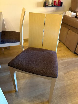 Mesa comedor y 6 sillas cristal y madera