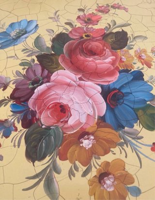 Vassoio antico in ferro decorato floreale