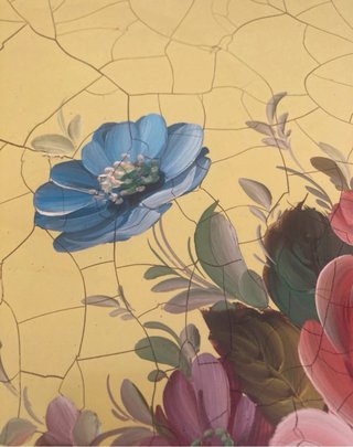 Vassoio antico in ferro decorato floreale