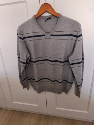 Jersey Pierre Cardin rayas azul y gris Talla L