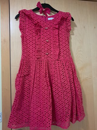 Vestido niña rosa con lazos y detalles