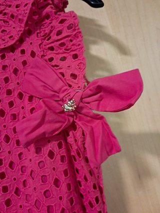 Vestido niña rosa con lazos y detalles