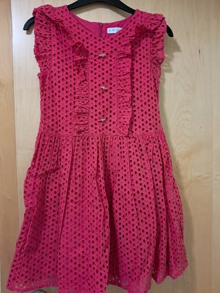 Vestido niña rosa con lazos y detalles