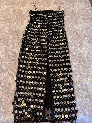 Vestido de fiesta lentejuelas negro y dorado