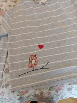 Jersey Primark rayas pájaro y corazón