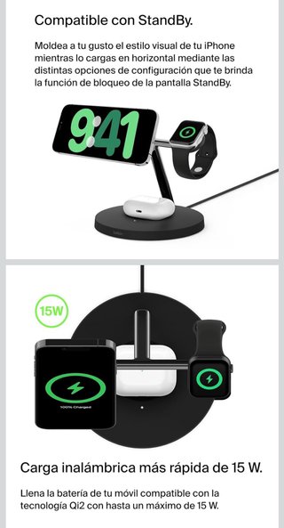 Belkin BoostCharge Qi2 3-en-1 Estación de Carga
