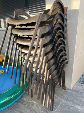 10 Sillas Exterior Terraza Plástico Negras