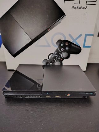 Playstation 2 Slim Negra V2 Con Caja 1 Año Garantí