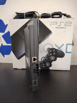Playstation 2 Slim Negra V2 Con Caja 1 Año Garantí