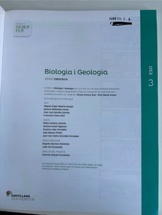 Biologia i geologia, 3 ESO
