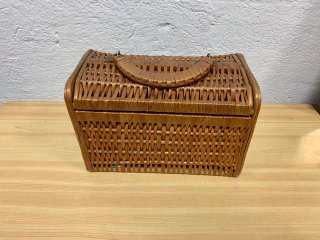 Cesta mimbre vintage tapa asa