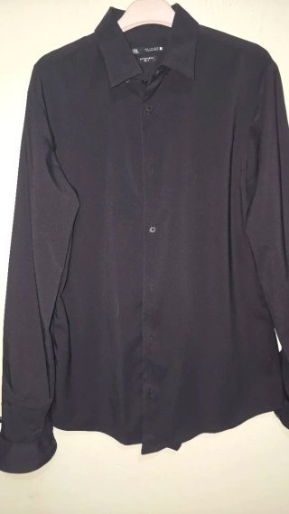 Camisa Zara Slim Fit Negra Hombre
